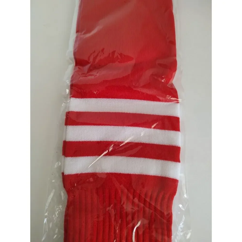 Play The Game Football/Soccer Socks Adult US 7-13 Red W/White Stripes Lot/2